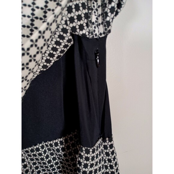 Cynthia Rowley Tank Textured Flare Black White Geometric Dress Size 14 - Picture 4 of 7